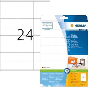 Herma Labels 70x36 white matte 10 sheets DIN A4 240 Pcs. 8638