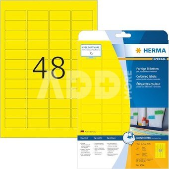 Herma Labels yellow 45,7x21,2 20 Sheets DIN A4 960 pcs. 4366