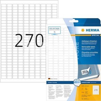 Herma Removable Labels 17,8x10 25 Sh. DIN A4 6750 pcs. 10000