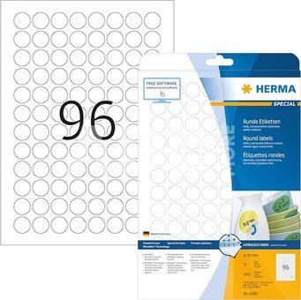 Herma Removable Round Labels 20 25 Sheets DIN A4 2400 pcs. 4386
