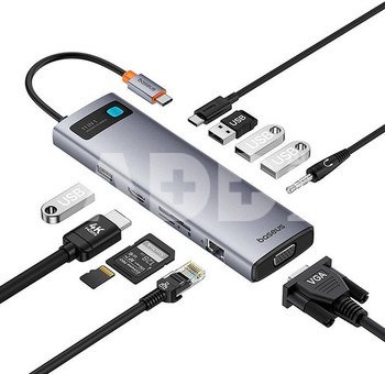 Hub 11in1 Baseus StarJoy Metal Glam Series, USB-C to HDMI +VGA + 3 x USB 3.0 + USB 2.0+USB-C PD + RJ45 + SD/TF +3,5mm