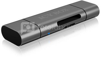 Icy box IB-CR200-C SD/MicroSD (TF) USB 2.0 card reader with Type-C and -A to micro USB (OTG) interface, anthracite