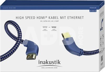 in-akustik Premium HDMI Cable w. Ethernet 90° Angled 2,0 m