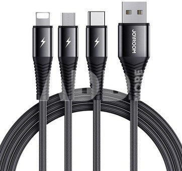 Joyroom S-1230G4 3in1 USB-C / Lightning / Micro USB 1.2m USB cable (black)