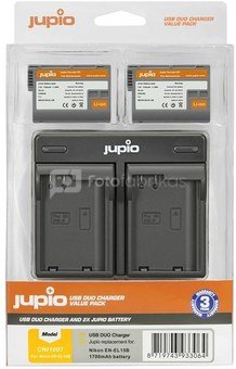 Jupio 2x EN-EL15B akumulatori ar 1700mAh ietilpību + USB dubultais lādētājs parezdēts Nikon