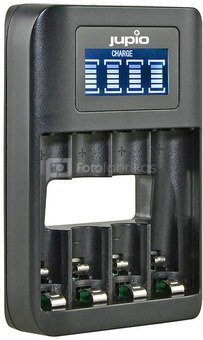 Jupio USB ātrais lādētājs 4xAA/AAA baterijām ar LCD displeju