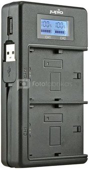 Jupio USB Dedicated Duo Charger dubultais lādētājs ar LCD ekrānu parēdzēts Sony NP-FM50, NP-F550/F750