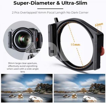 K&F High-End Square Bracket System, with built-in 95mm CPL, with 67/72/77/82mm adapter ring, Square