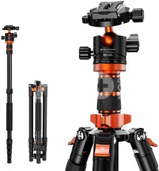 K&F 198cm Aluminum Camera Tripod, 3-section Central Axis with Ball Head KF09.124