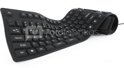 Gembird KB-109F-B Flexible keyboard, USB + PS/2 combo, black color, US layout Gembird Flexible keyboard, Keyboard layout US layout, USB + PS/2