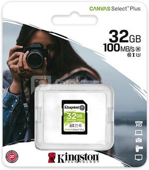 Kingston Canvas Select Plus UHS-I 32 GB, SDHC, Flash memory class 10