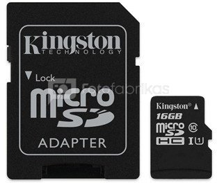 Kingston Canvas Select UHS-I 16 GB, MicroSDHC, Flash memory class 10, SD Adapter