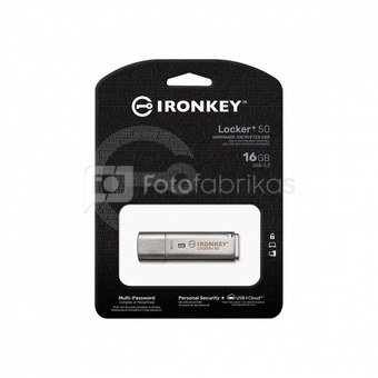 Kingston Flashdrive IronKey Locker Plus 50 AES Encrypted USBtoCloud 16GB