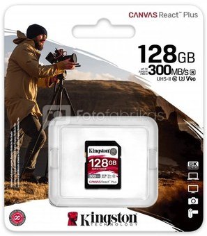 Kingston Memory card SD 128GB Canvas React Plus 300/260 UHS-II U3