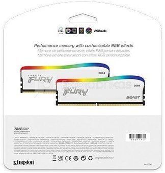 Kingston Memory DDR4 Fury Beast RGB 16GB(2*8GB)/3600 CL17 white