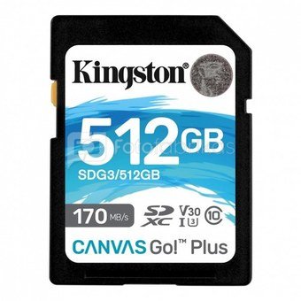 Kingston SD 512GB Canvas Go Plus 170/90MB/s CL10 U3 V30