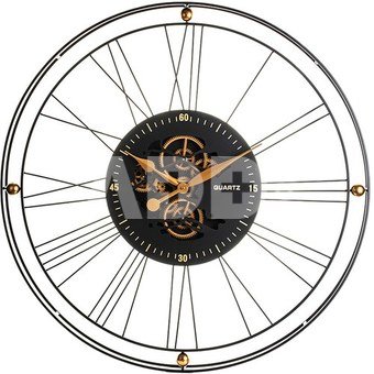 Laikrodis metalinis juodos/aukso spalvos 90x90x6 cm 131902