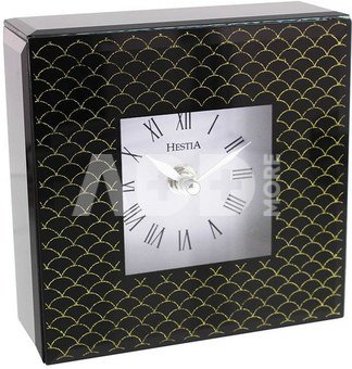 Laikrodis pastatomas stiklinis juoda/aukso spalva he458ck išp.