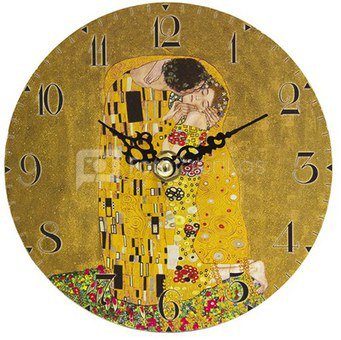 Laikrodis sieninis 14,5x14,4x3,5 cm Klimt. Bučinys motyvais 113415 w7a78-00216