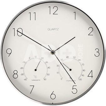 Laikrodis sieninis aliumininis su termometru, higrometru D31 cm (mix) 601827