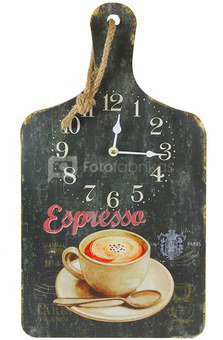 Laikrodis sieninis ant lentelės su užrašu Espresso 47x25,5x2,5 cm 105633