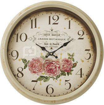 Laikrodis sieninis gelsvas su rožių piešiniu D 46 cm 109188 ddm