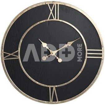 Laikrodis sieninis juodas, aukso spalvos detalės D60 cm PTMD 105798