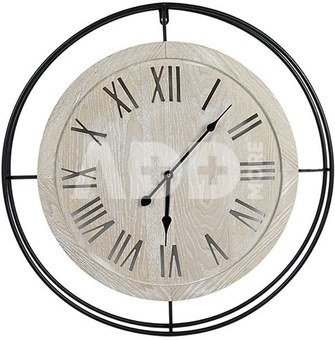 Laikrodis sieninis kreminis, juodos spalvos detalės D57 cm 104098