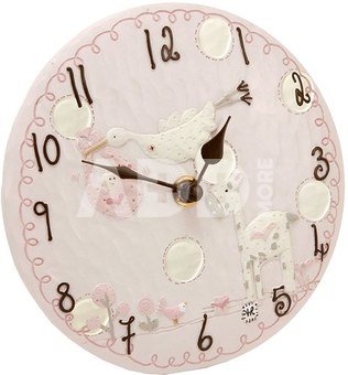 Laikrodis sieninis naujagimio kambariui rožinės spalvos D15 cm TR149P