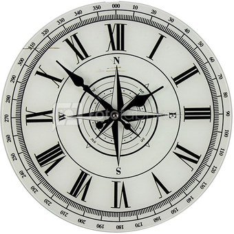 Laikrodis sieninis "Kompasas" stiklinis W7870 H:34 W:34 D:3 cm