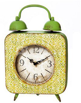 Laikrodis sieninis "Žadintuvas" sendinto metalo 31x20 cm O982 žalias