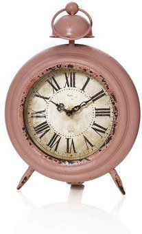 Laikrodis sieninis "Žadintuvas" sendinto metalo 33x20 cm O983 rožinis