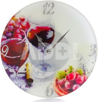 Laikrodis sieninis stiklinis D 30 cm Vynas W9019 psb