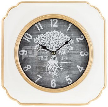 Laikrodis sieninis su medžio piešiniu metalinis/plastikinis 31x31x6 cm 139656
