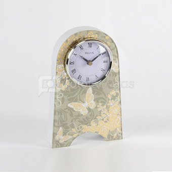 Laikrodis stalinis su drugeliu stiklinis 647ck H:14 W:14 D:4 cm