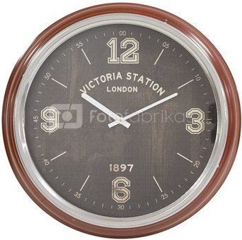 Laikrodis Victoria station sieninis metalinis rudas 47x47x10 cm 117999