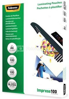 Fellowes A4 Glossy 100 Micron Laminating Pouch 100-pack