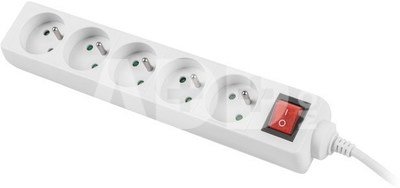 Lanberg Power strip 1.5m, white, 5 sockets, with switch, cable made of solid copper