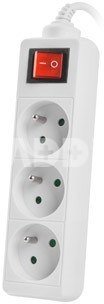 Lanberg Power strip 3m, white, 3 sockets, with switch, cable made of solid copper