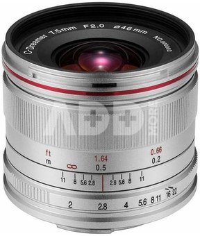 Laowa Lens C-Dreamer Lightweight 7.5 mm f / 2.0 for Micro 4/3 - silver