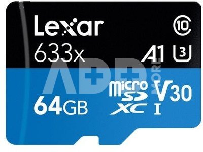 LEXAR 633X MICROSDHC/SDXC NO ADAPTER (V30) R95/W45 64GB