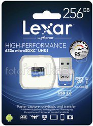 Lexar microSDXC 633x UHS-I 256GB with USB 3.0 Reader