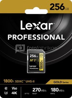 LEXAR PRO 1800X SDXC U3 (V60) UHS-II R270/W180 256GB