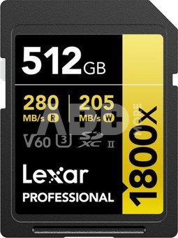 LEXAR PRO 1800X SDXC U3 (V60) UHS-II R270/W180 512GB