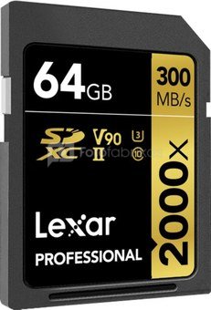LEXAR PRO 2000X SDHC/SDXC UHS-II U3(V90) R300/W260 (W/O CARDREADER) 64GB