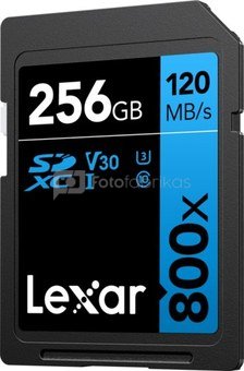 LEXAR PROFESSIONAL 800X SDXC UHS-I CARDS, C10 V10 U1, R120/45MB 256GB