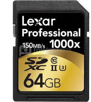 Lexar SDXC Card 64GB 1000x Professional UHS-II