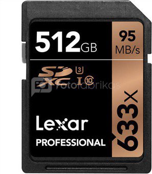 Lexar SDXC Card 512GB 633x Professional Class 10 UHS-I