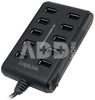 Logilink UA0125 USB Hub 10-Port USB2.0 with power adapter 3.5A, Logilink