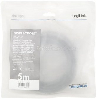 LogiLink Displayport cable 4K/60 Hz,DP/M do DP/M,alu. 5m
